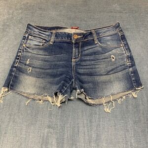 Arizona Jeans Co Cut-Off Shorts Womens 7 Blue Denim Cotton Stretch Frayed Hem